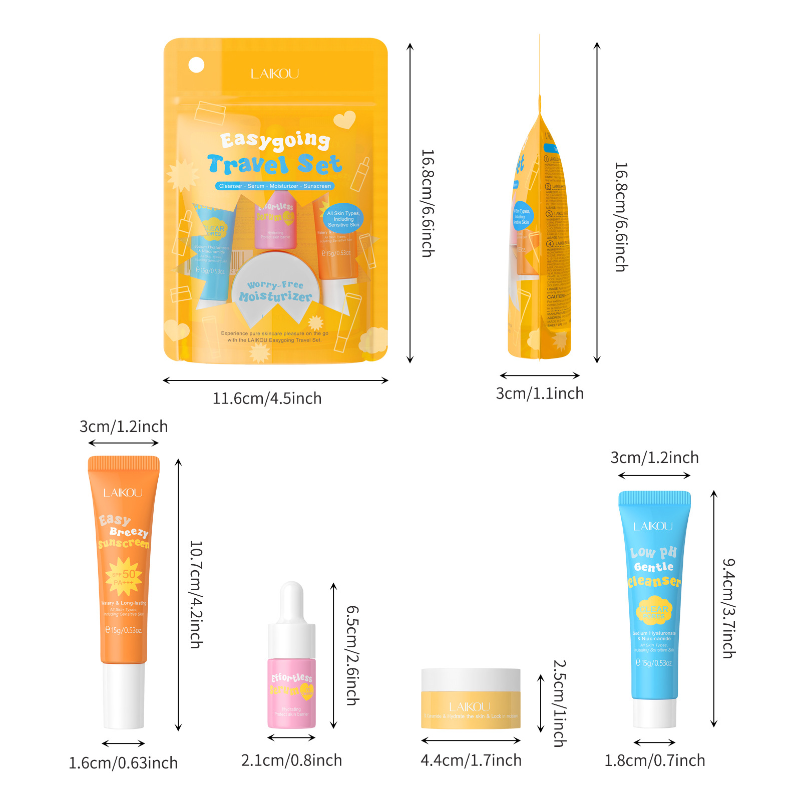 Hyaluronic Acid Facial Serum - 4 قطعة Laikou سيراميد بدلة سفر
