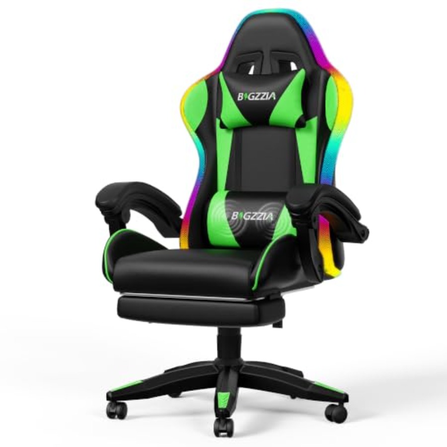Massage - كرسي ألعاب RGB مع مسند للقدمين