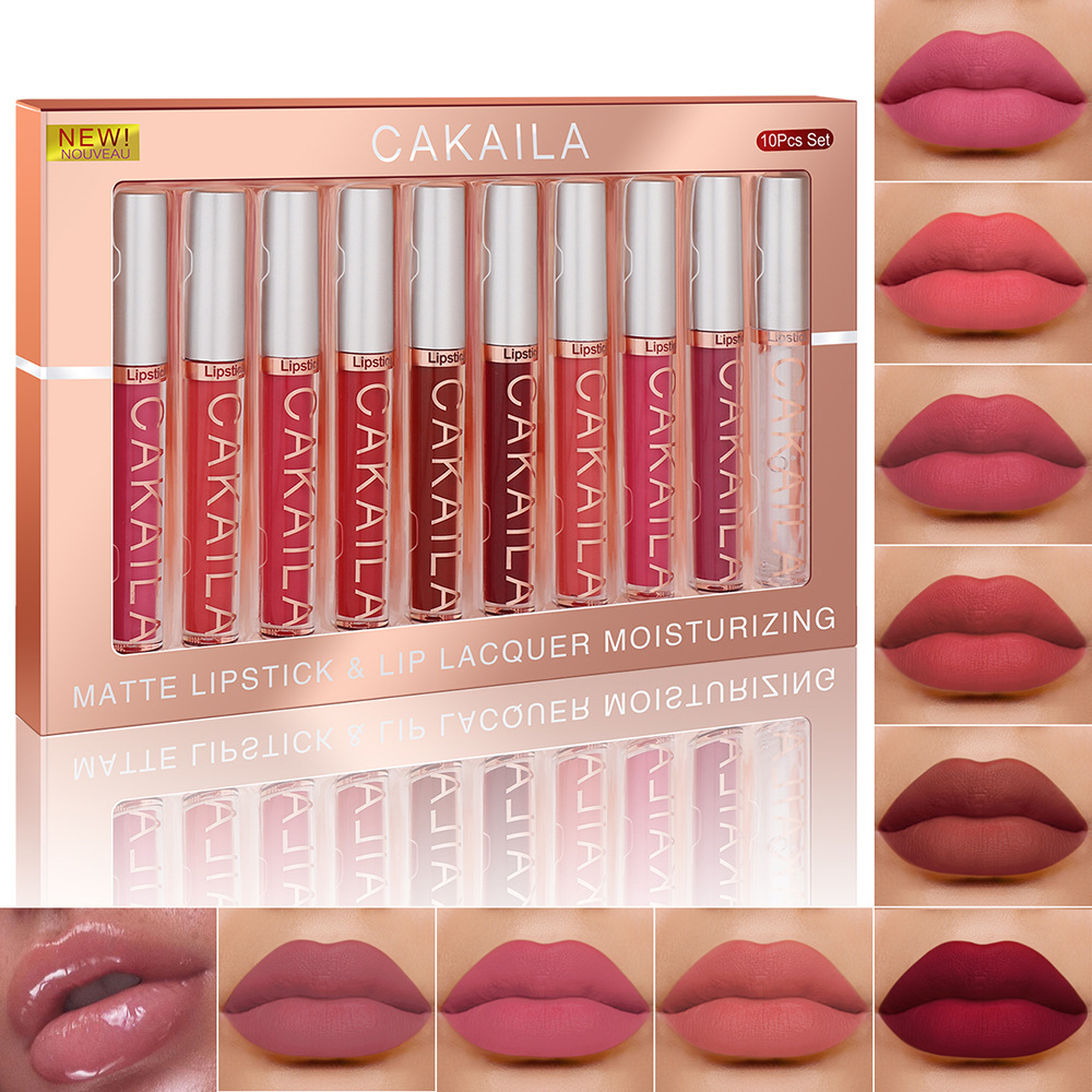 4 قطع/10 قطع/مجموعة ملمع شفاه  - مراجعة Matte Velvet Lip Tint Long Lasting وسعره